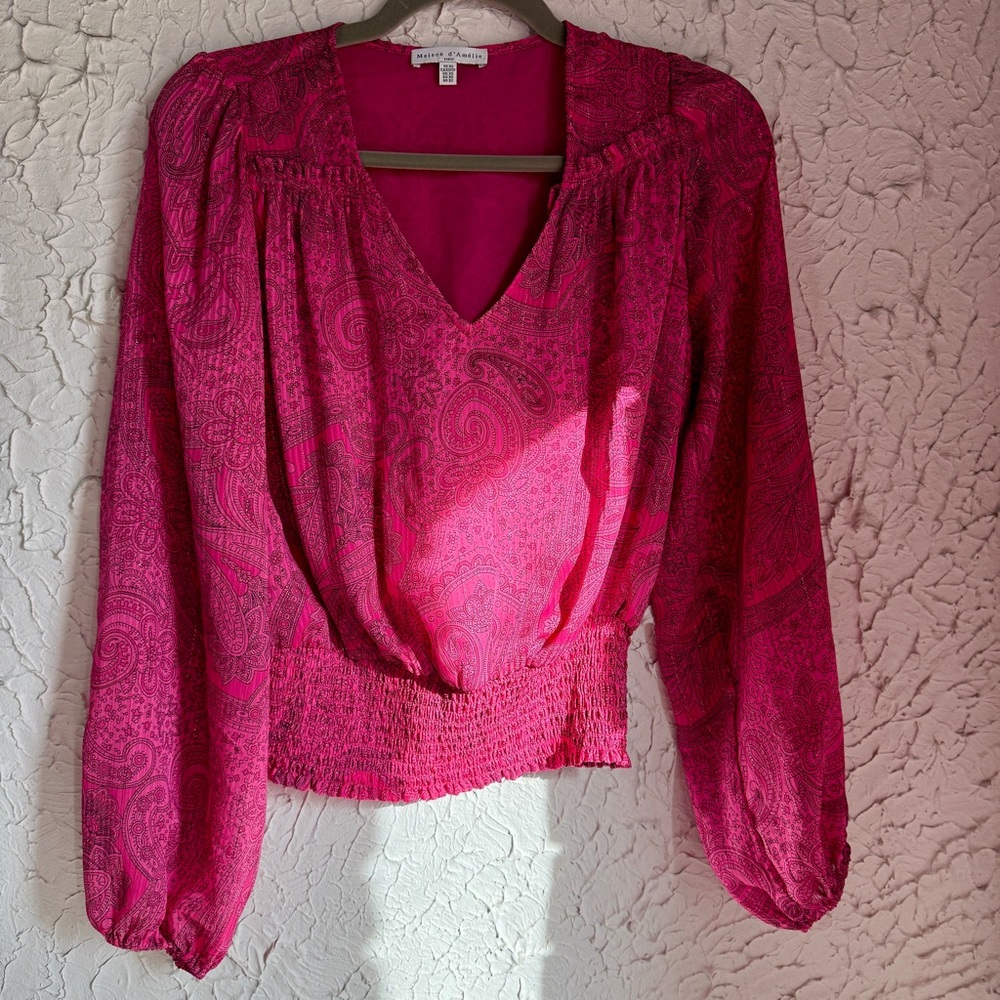 Elegant Fuchsia Paisley Blouse